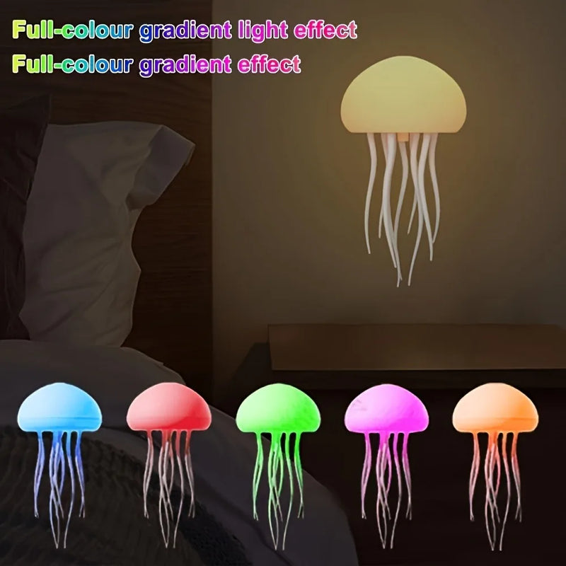 Bionic Jellyfish Night Light,USB Rechargeable with Voice Control,Dancing Tentacles,5 RGB Gradient,Floating Lamp,Bedroom Decor